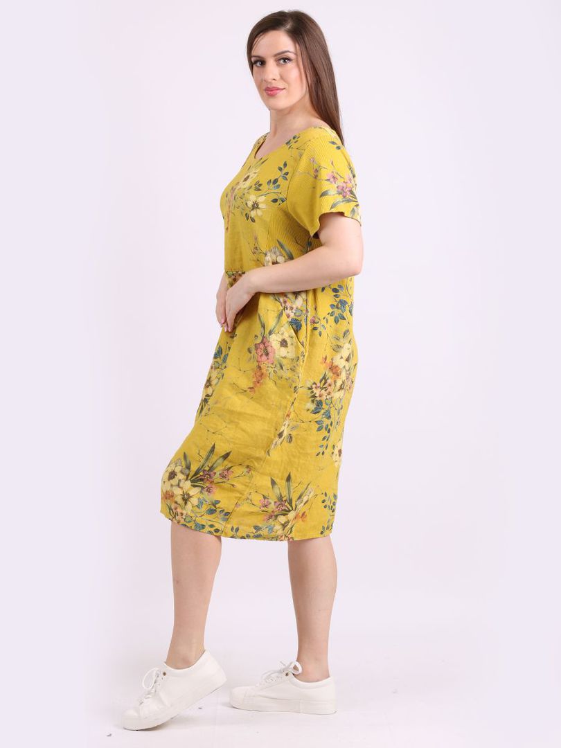 Fleur Classic Linen Dress Mustard image 2
